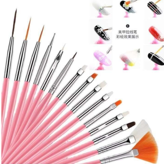 Kit Com 15 Pincéis Para Decoração De Unhas